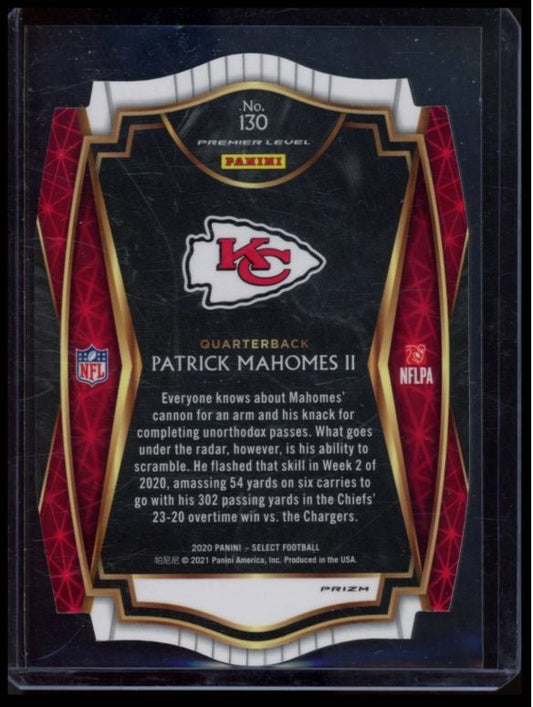 2020 PANINI SELECT #130 PATRICK MAHOMES II MAROON PRIZM DIE CUT PREMIER