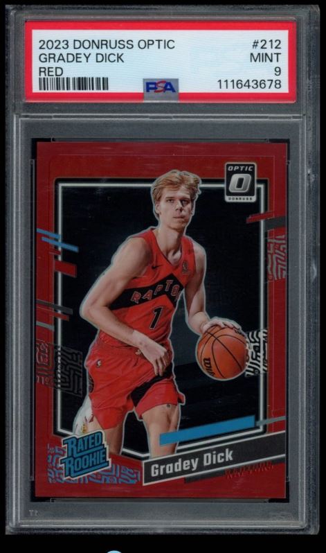 2023 PANINI DONRUSS OPTIC #212 GRADEY DICK RED PRIZM RC RATED ROOKIE /99 PSA 9