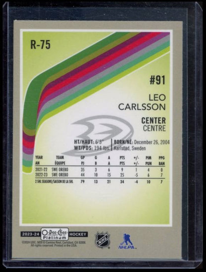 2023 O-PEE-CHEE PLATINUM #R-75 LEO CARLSSON RETRO RC ROOKIE