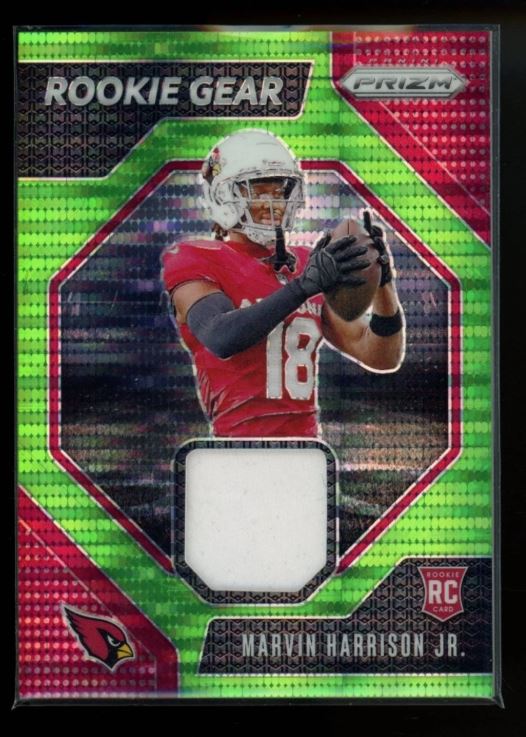 2024 PANINI PRIZM MARVIN HARRISON JR. ROOKIE GEAR NEON GREEN PULSAR JERSEY