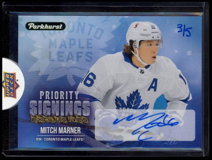 2021 UPPER DECK PARKHURST PRIORITY SIGNINGS EXCLUSIVES MITCH MARNER AUTO SSP /5