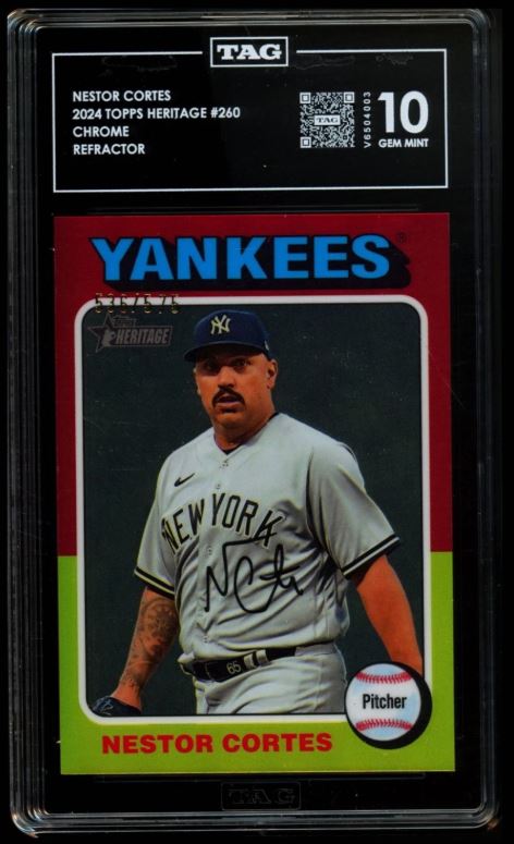 2024 TOPPS HERITAGE #260 NESTOR CORTES CHROME REFRACTOR /575 TAG 10