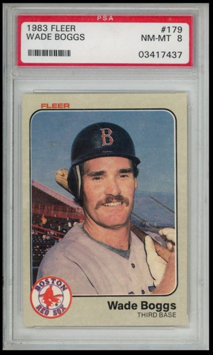 1983 FLEER #179 WADE BOGGS RC ROOKIE PSA 8