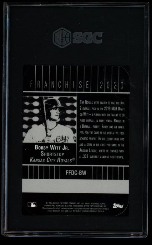 2020 BOWMAN'S BEST #FFDC-BW BOBBY WITT JR. FRANCHISE DIE CUTS SGC 9