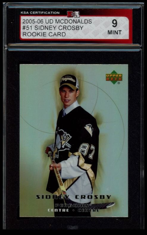 2005 UPPER DECK MCDONALD'S #51 SIDNEY CROSBY RC ROOKIE KSA 9