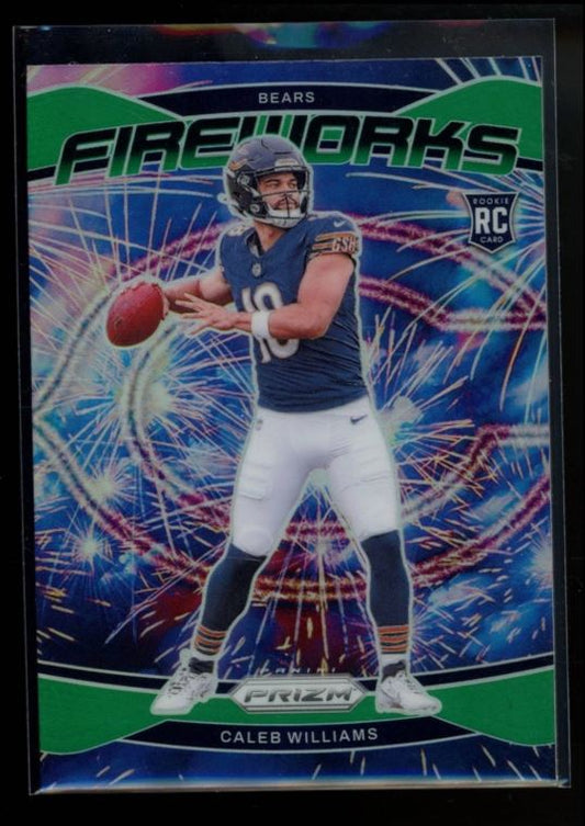 2024 PANINI PRIZM #25 CALEB WILLIAMS FIREWORKS GREEN RC ROOKIE