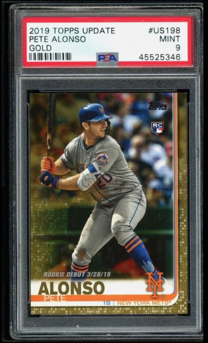 2019 TOPPS UPDATE #US198 PETE ALONSO GOLD RC ROOKIE /2019 PSA 9